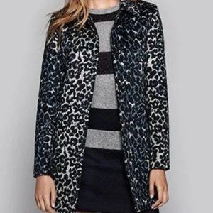 LOFT Snow Leopard Blue/Cream/Black Coat NWOT - M